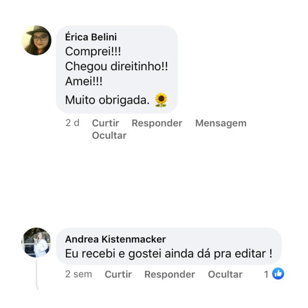 Comentários de clientes sobre o material recebido